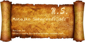 Matejko Seherezádé névjegykártya